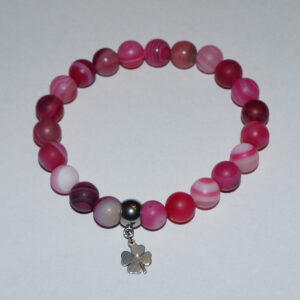 Bransoletka agat naturalny różowy z zawieszką.