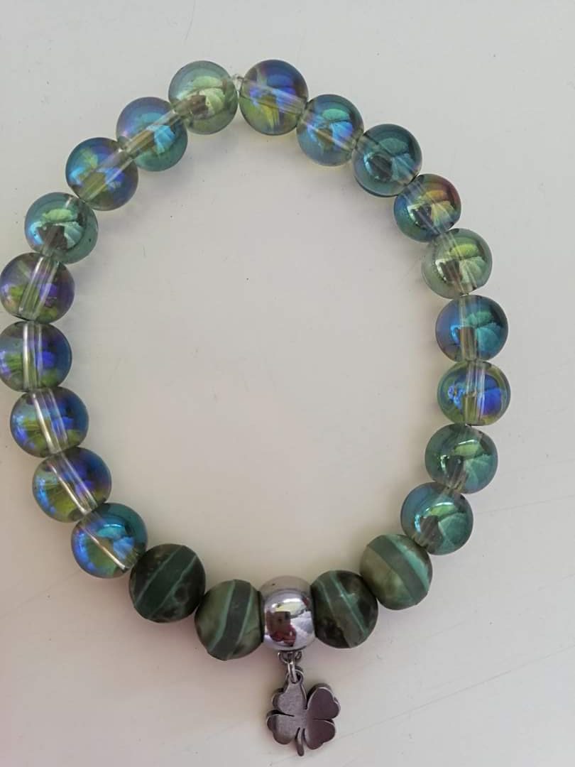 Bransoletka z agatem tybetańskim i kryształem górskim