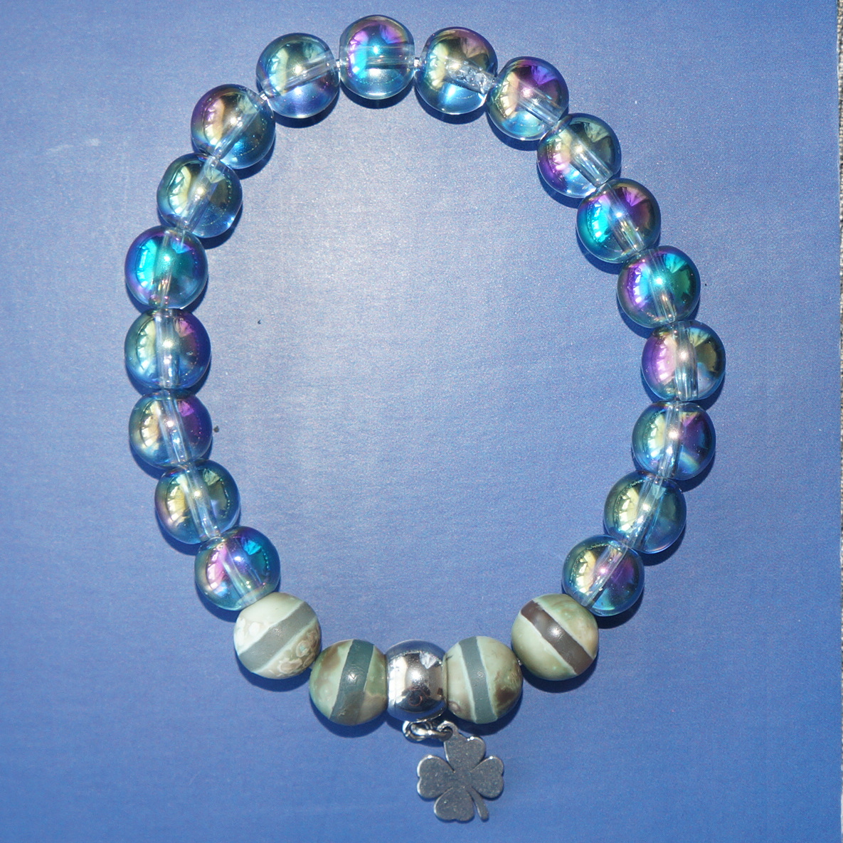 Bransoletka z agatem tybetańskim i kryształem górskim - obrazek 2