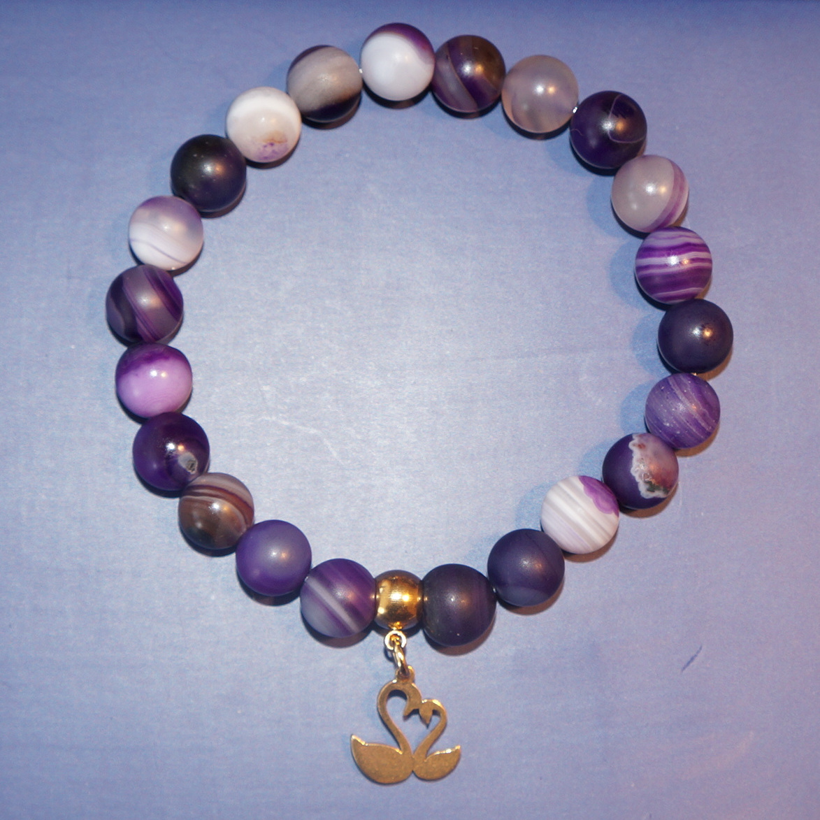 Bransoletka agat naturalny fiolet z zawieszką.