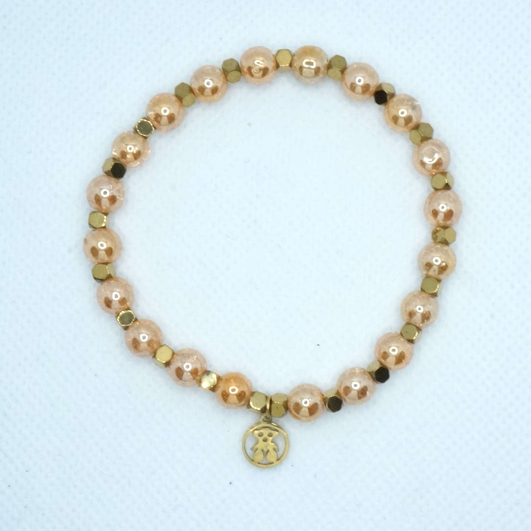 Bransoletka z kryształem górskim i złotym hematytem. - obrazek 2