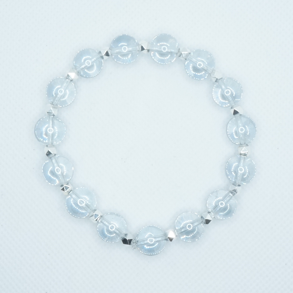 Bransoletka z kryształem górskim i hematytem. - obrazek 2