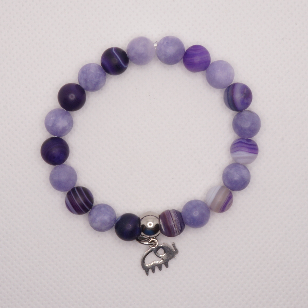 Bransoletka z agatu i angelitu z zawieszką. - obrazek 2